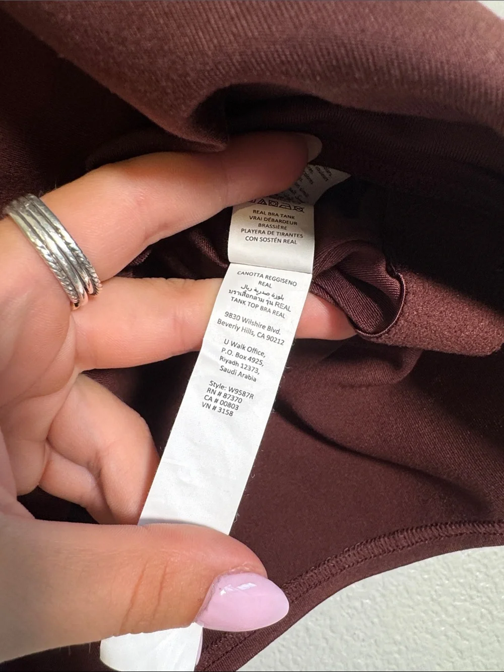 ALO Yoga Airbrush Real Bra Tank in Cherry Cola - S